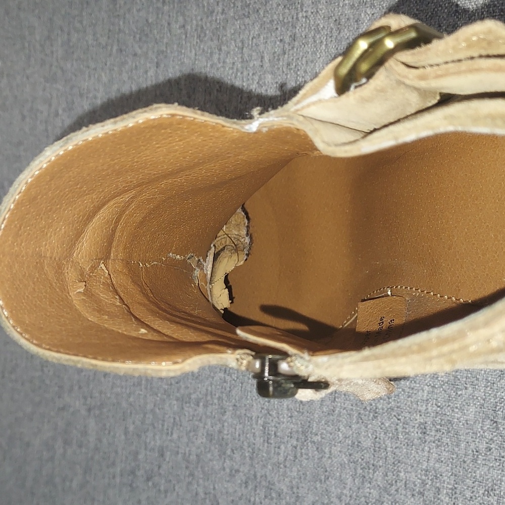 Franco Sarto Matisse Tan Suede Ankle Bootie Short Heel Side Zip Size US8 EU38 - Picture 10 of 12